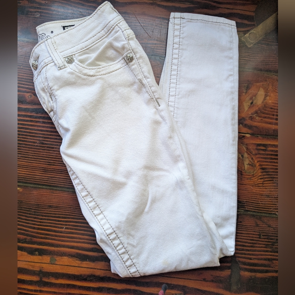 Miss Me White Lace Embellished Ankle Skinny Jeans